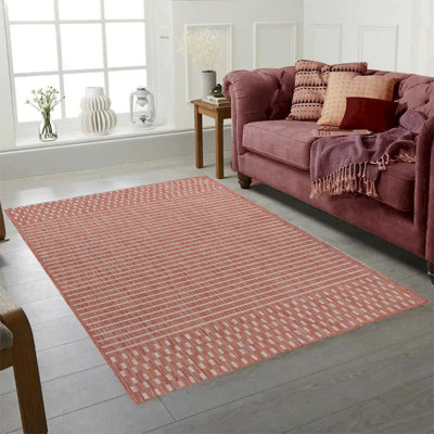 Tapis rayé rouge intérieur Cabana