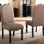 2 chaises d'appoint de style transitionnel - Beige, cerisier antique, siège rembourré, pieds tournés pour les repas de 2 cerisier beige, bois massif