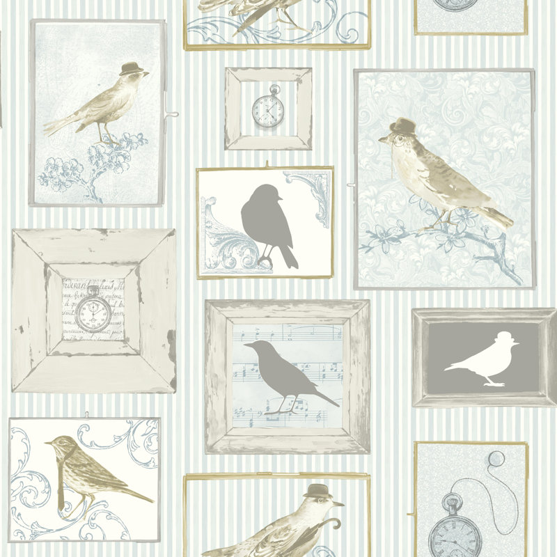 Hagen Birds 10m x 53cm Wallpaper Roll, Aqua