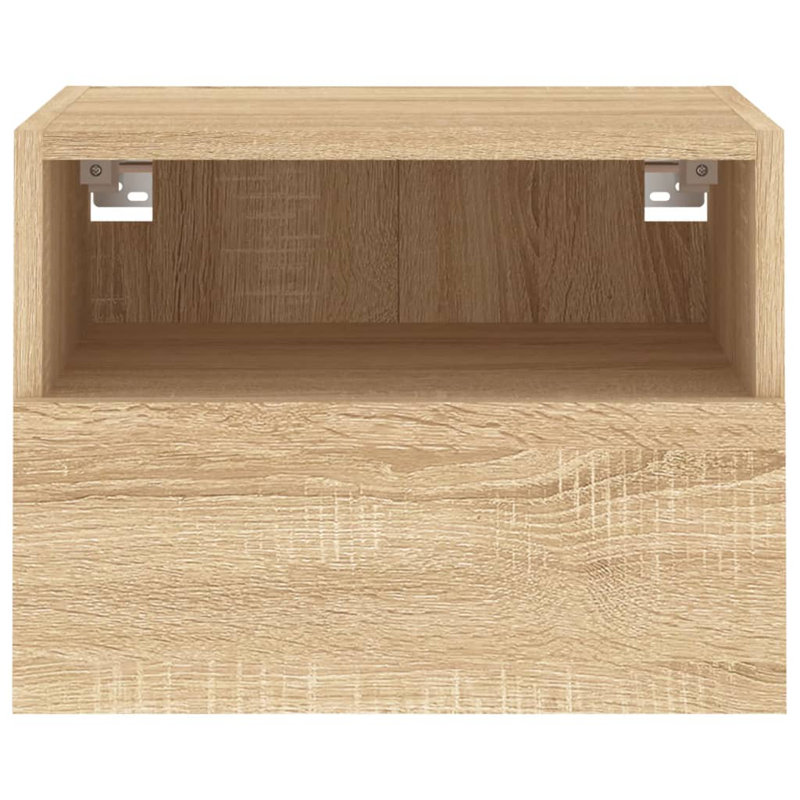 Baheejah Engineered Wood Glass  TV Stand, 15.7"H x 15.7"L x 11.2"W, Sonoma Oak