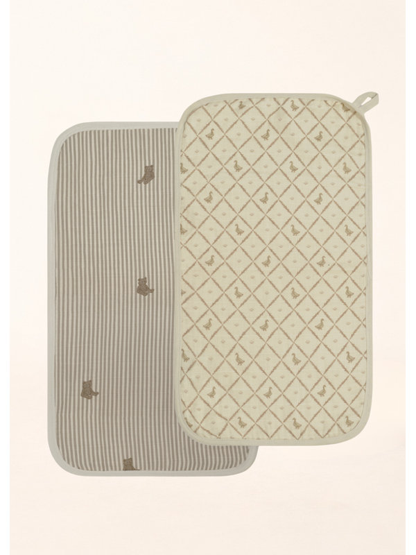 Oilo Studio - Premium Muslin Burp Cloth 2-Pack, Butter Yellow Duck & Bear