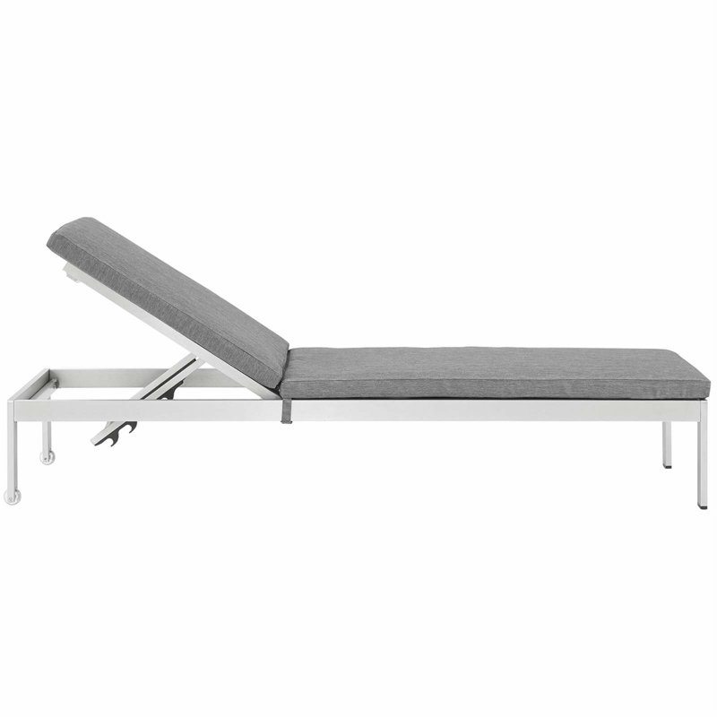 Shore Aluminum Outdoor Patio Chaise Poolside Lounge Chair with Cushion by Modway, Gray