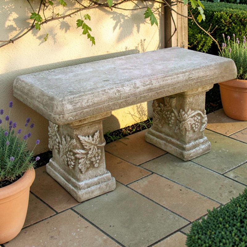 Bordeaux Cast Stone Bench - Outdoor Garden Bench