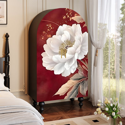 French retro floral solid wood wardrobe
