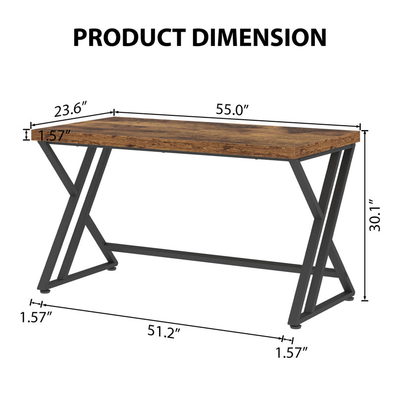 Kelleia Writing Desk, Rustic Brown/Black, 30.1" H x 55" W x 23.6" D