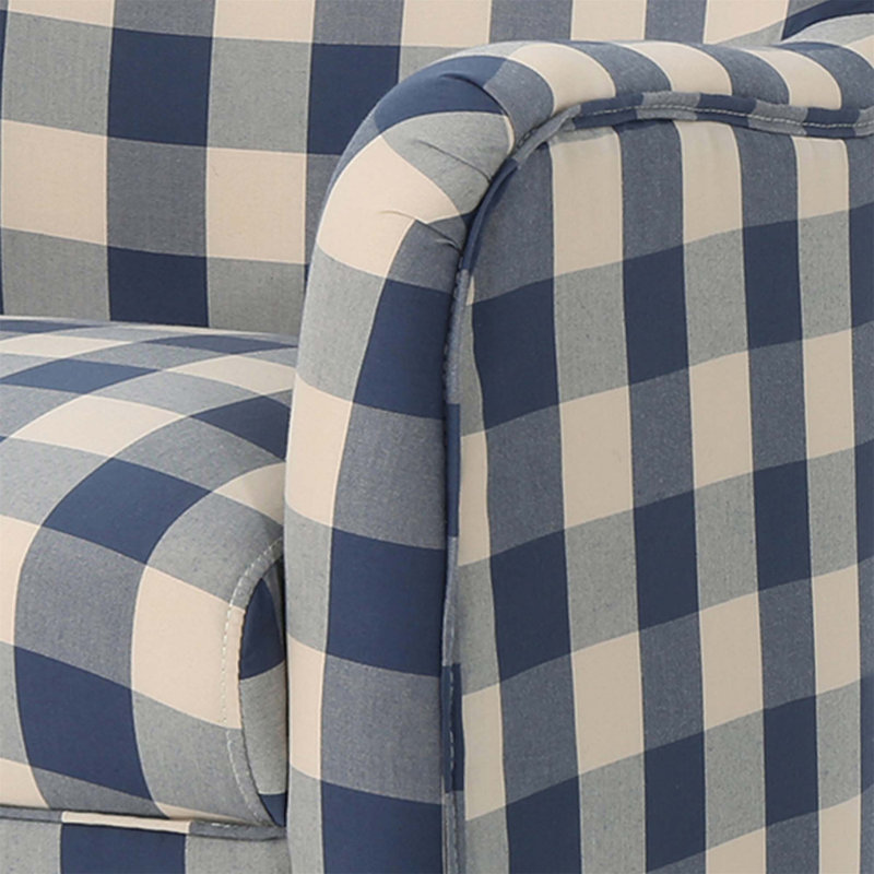Chaise avec accoudoirs rembourrée Leia, Damier bleu