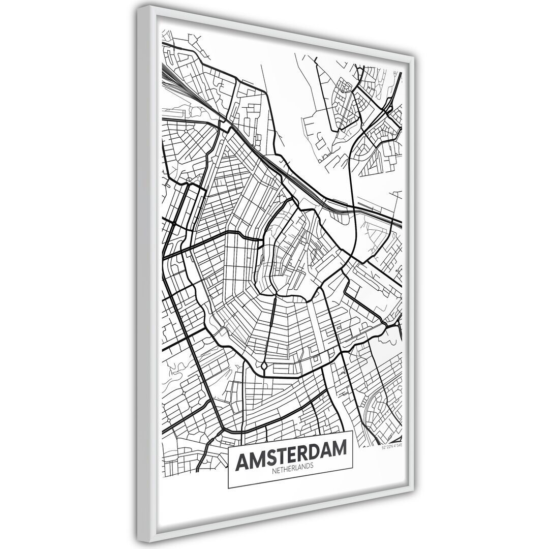 Gerahmtes Poster Stadtplan: Amsterdam