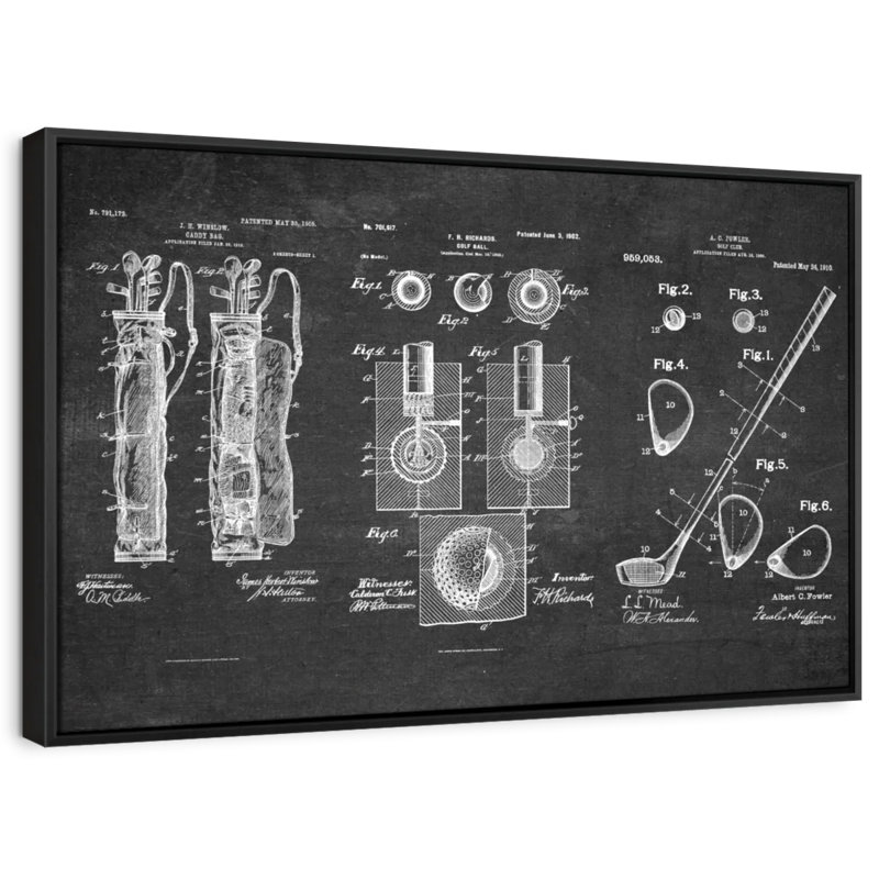 " Golf Patents Canvas Print ", 9" H x 13" W