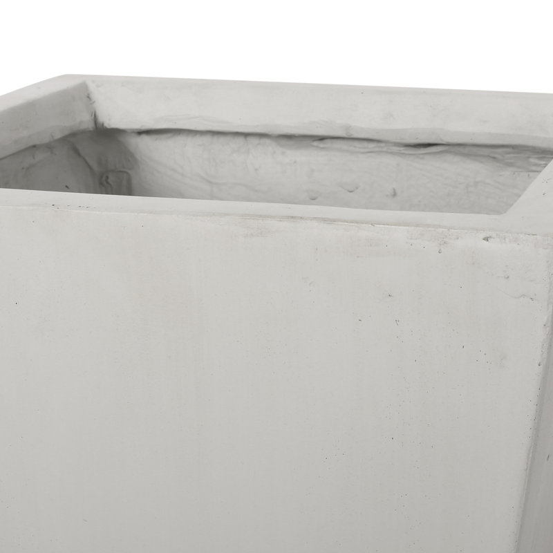 13" Outdoor Cast Stone Planter, White - Tapered Design For A Contemporary Garden Small Matte Stylish Patio Enhancement, White