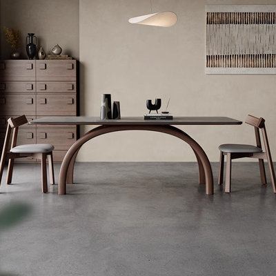 Italian Rock Slab Modern Simple Dining Table Solid Wood Base Dining Table