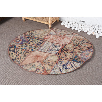 Brown Antique Rugs, 3.4x3.4 ft Small Rug, Vintage Rugs, Turkish Rugs, Bedroom Rug, Cool Rug