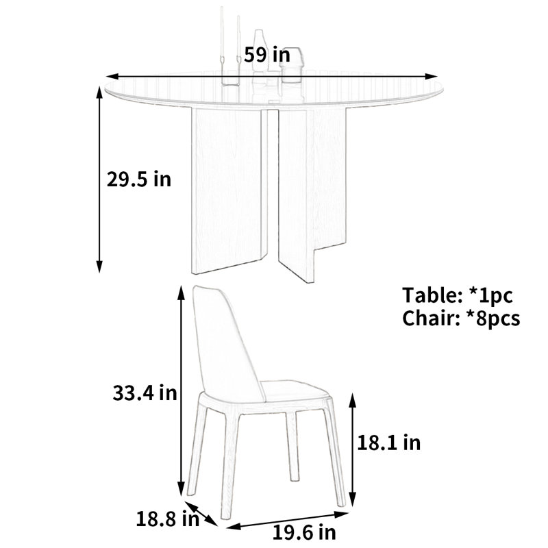Nouvelle table et chaise de salle à manger rétro, H 29,5 po x L 59 po x l 59 po