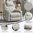 Up to 350 LBS polyester Power Lift Recliner Chair, Heavy Duty Motion Mechanism with 8-Point Vibration Massage and Lumbar Heating, USB and Type-C Ports, Stainless Steel Cup Holders, Beige-1514173143