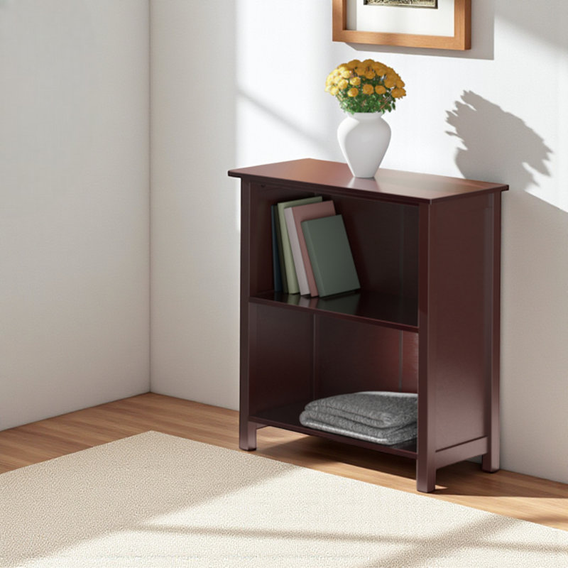 Milan Bookcase with 2 Storage Shelf in Walnut Finish, 29.84'' H X 27.87'' W X 12.83'' D, (3 Shelves) 30” H x 28” W x 13”D