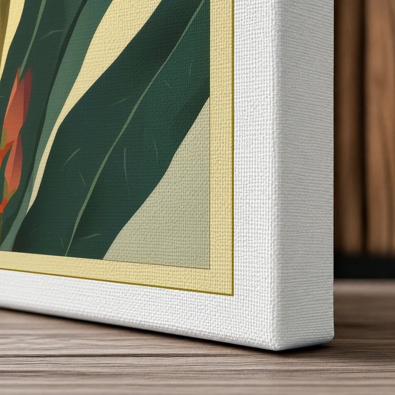 Orange Bloom Botanical - Wrapped Canvas, 36x24 - 91.4 x 61.0 cm, White Border