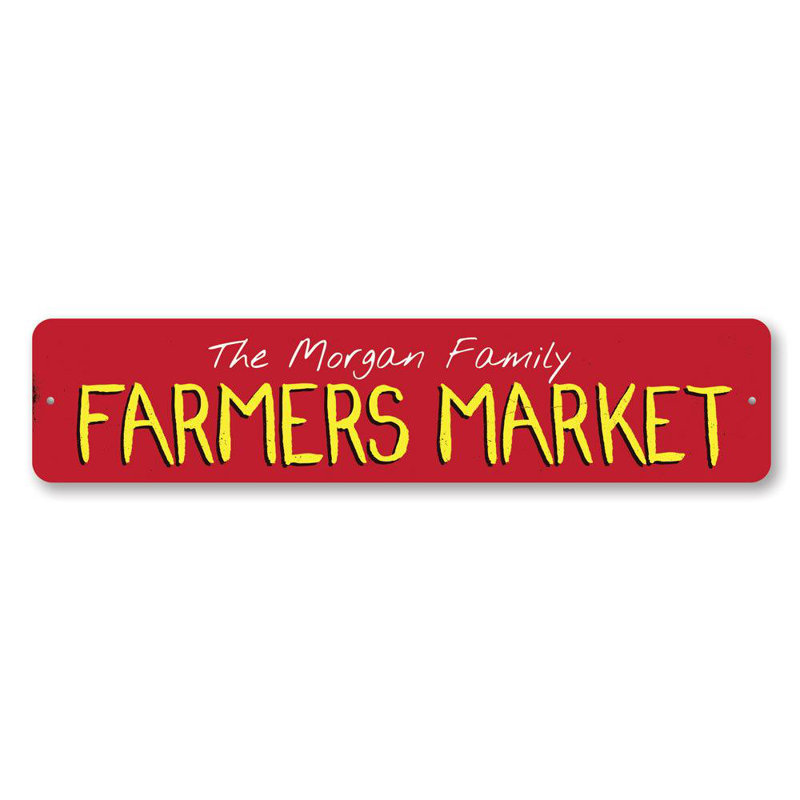 Family Farmers Market Custom Aluminum Sign, 6" H x 24" W x 0.06" D, Yes