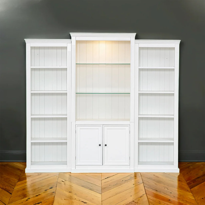 Ensemble de vaisselier haut 79 pièces 3 pièces 79 po avec 2 bibliothèques à 5 niveaux, 1 vitrine avec 1 armoire, 2 tablettes réglables en verre et 1 éclairage à DEL
