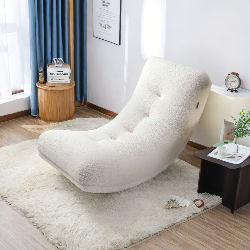 Chaise berçante en bois massif, Blanc cassé