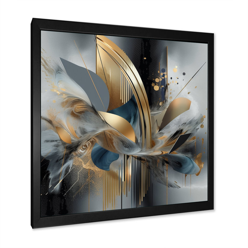 «Grey Soft Colors Marble Abstract II», reproduction sur toile , Impression encadrée, H 30 po x l 30 po, Noir