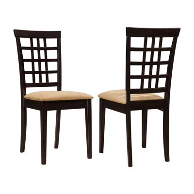 Cappuccino Dining Chairs Of 2, Back Pattern, Comfortable Padded Seat, Rectangular Shape For Home 2 In Cappuccino, Transitional Style Room, Upholstered Comfort,
