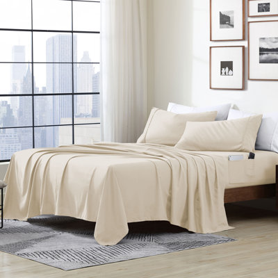 Swift Home Smart Pocket 4-Piece Sheet Set - Essential 1800 Series Microfiber - Fits Mattress up to 14" Thick - Convenient Storage, Peach Fuzz, Durable, Easy Care
