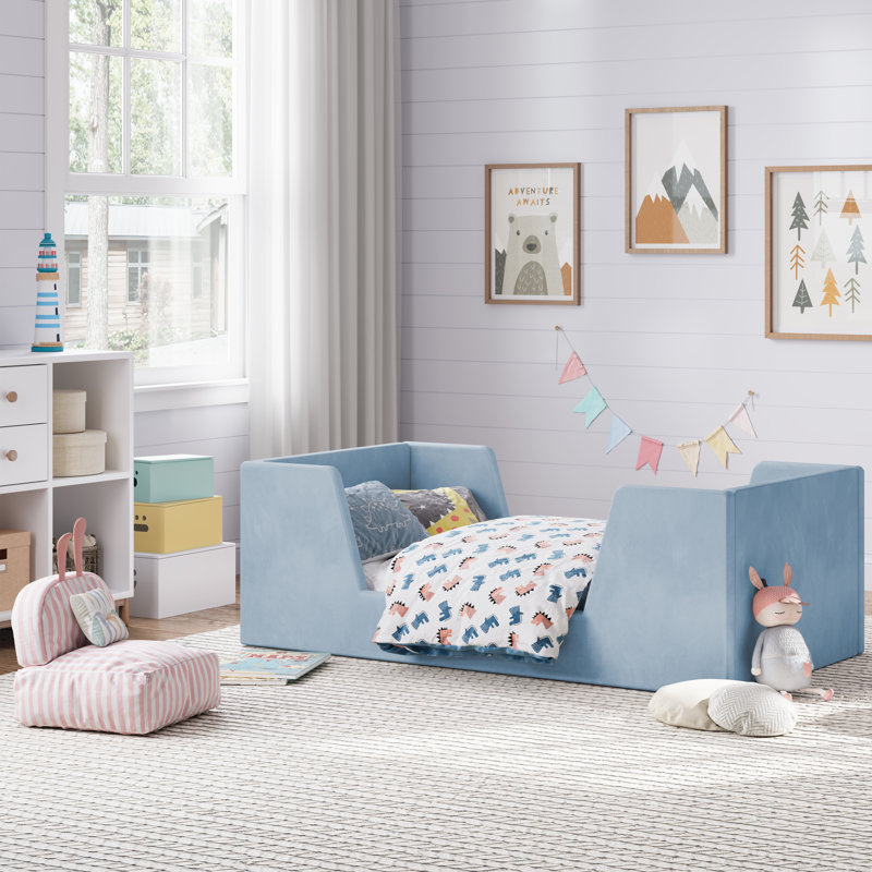 Anari Toddler Bed, Toddler Floor Bed Frame with Guard Rails, Kids Bed for Ages 2-6 Years, Small Bed, Standard Crib Mattress Toddler Beds
