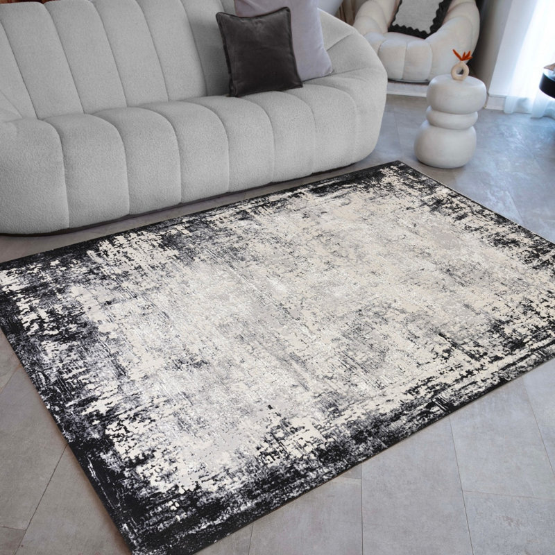 Grey Luxurious Modern Easy To Clean Abstract Rug For Living Room, Bedroom, Rectangle 200 x 290cm