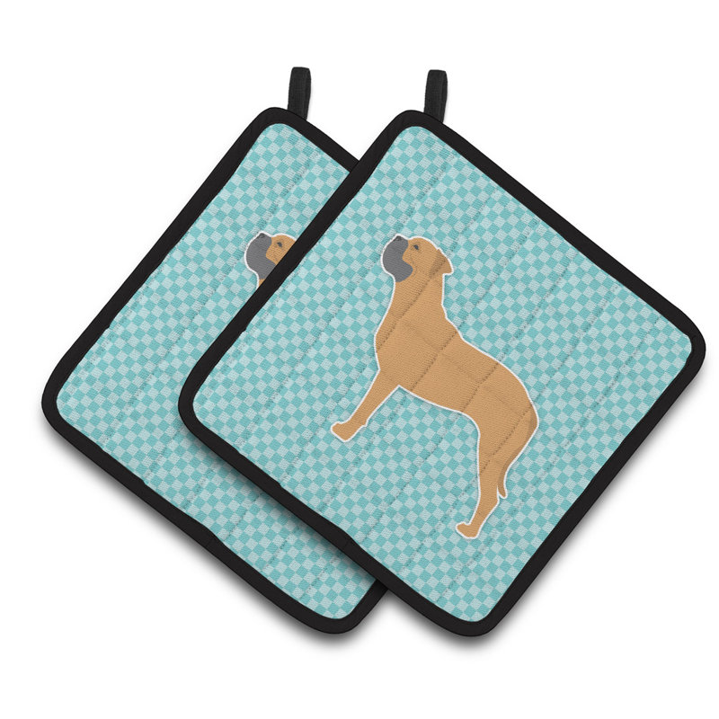 Cuisinier poignée de damier east urban home bullmastiff, Bleu