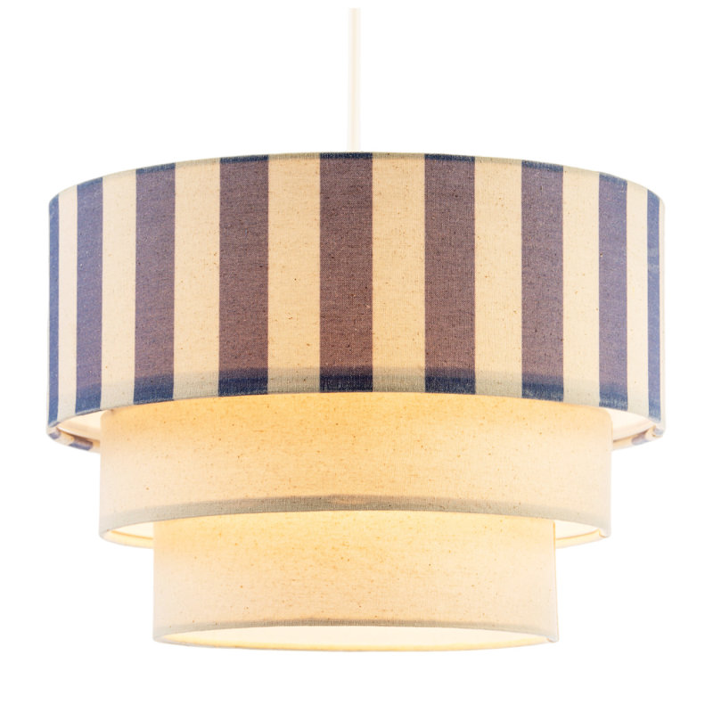 Modern Three Tier Pendant Light Shade With Dusty Amparo Blue Stripes By 