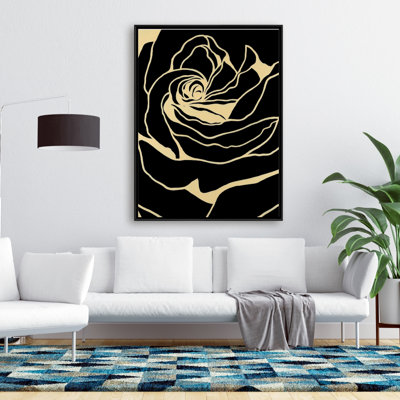 Silhouette Of A Rose Print On Canvas