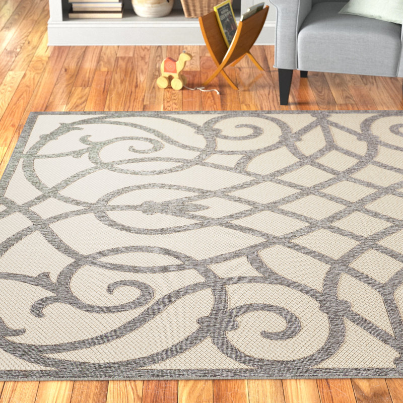 Tapis d'intérieur / extérieur gris / beige Anneke, Rectangle 4 pi x 6 pi