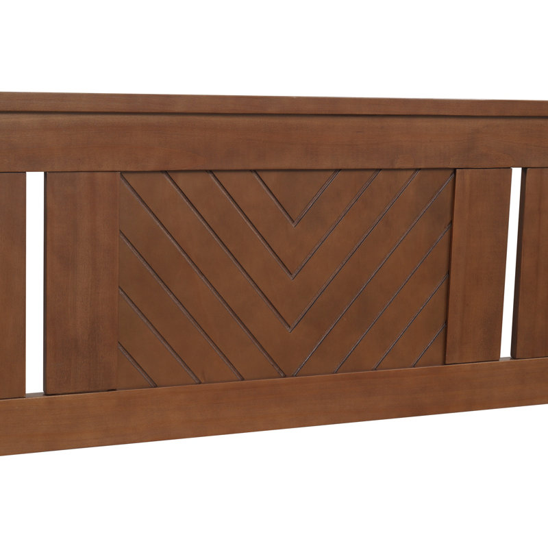 Base de lit plateforme en bois de pin massif HarborCraft avec tête de lit - Finition noyer, Lit double , Brun