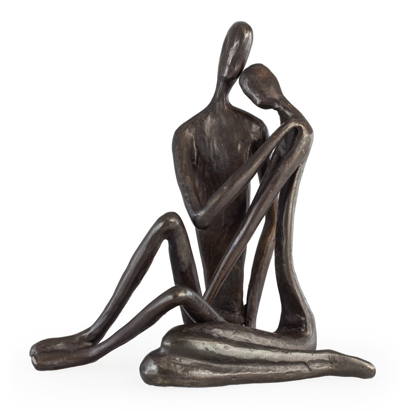Heroux Large Abstract Couple Embracing Iron Sculpture