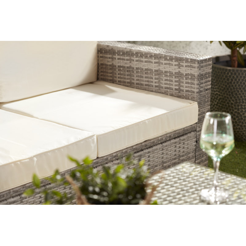 Noran 5 Seater Rattan Sofa Set, Light Grey