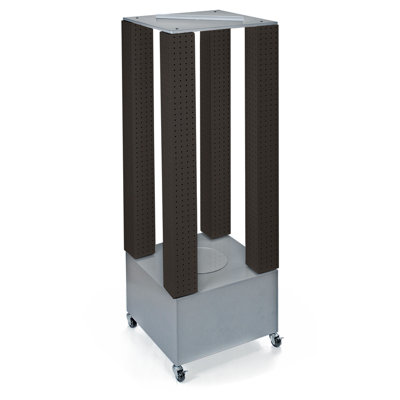 Multi-Tower Pegboard Floor Display on Wheeled Base. Panel Size: 4"W x 48"H