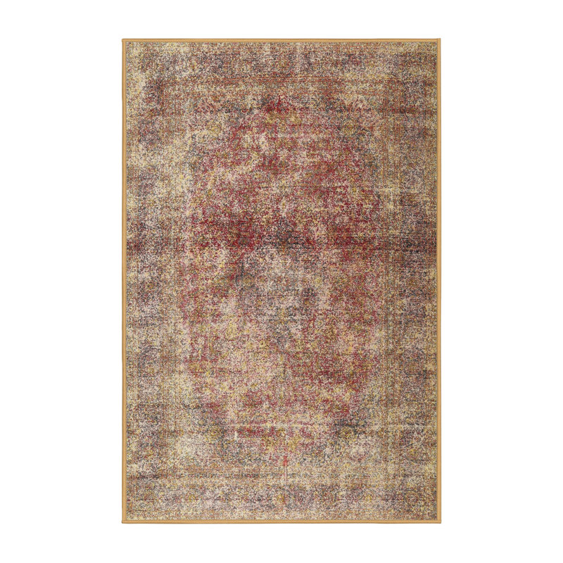 Tapis de style oriental rouge, Rectangle 5 pi x 7 pi