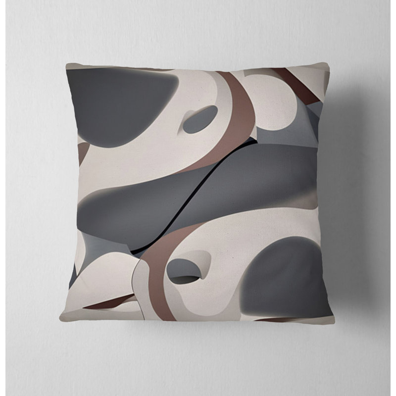 Throw Pillow With Insert, 16"H x 16"W, Brown/Gray Abstract 1