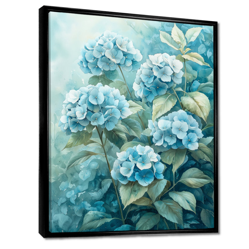 «Dorsey Hydrangea Blossom Harmony II», art mural sur toile Hydrangea, Noir, Reproduction avec cadre flottant