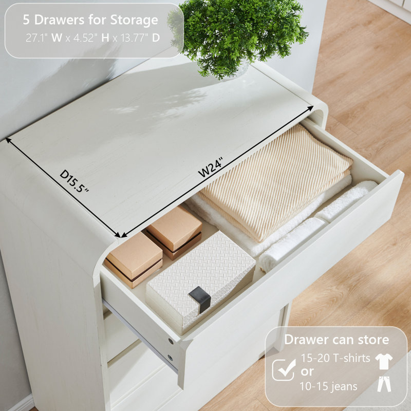 Commode 6 tiroirs pour chambre Maud, Blanc, 45" H x 30" W x 16" D