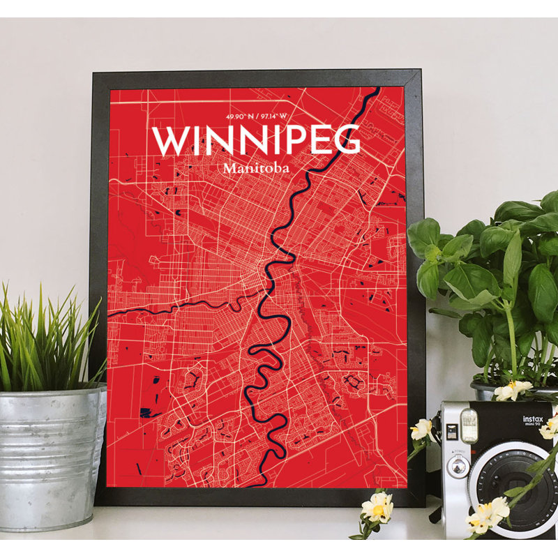 Winnipeg City Map - No Frame Print, 43 cm H x 28 cm W