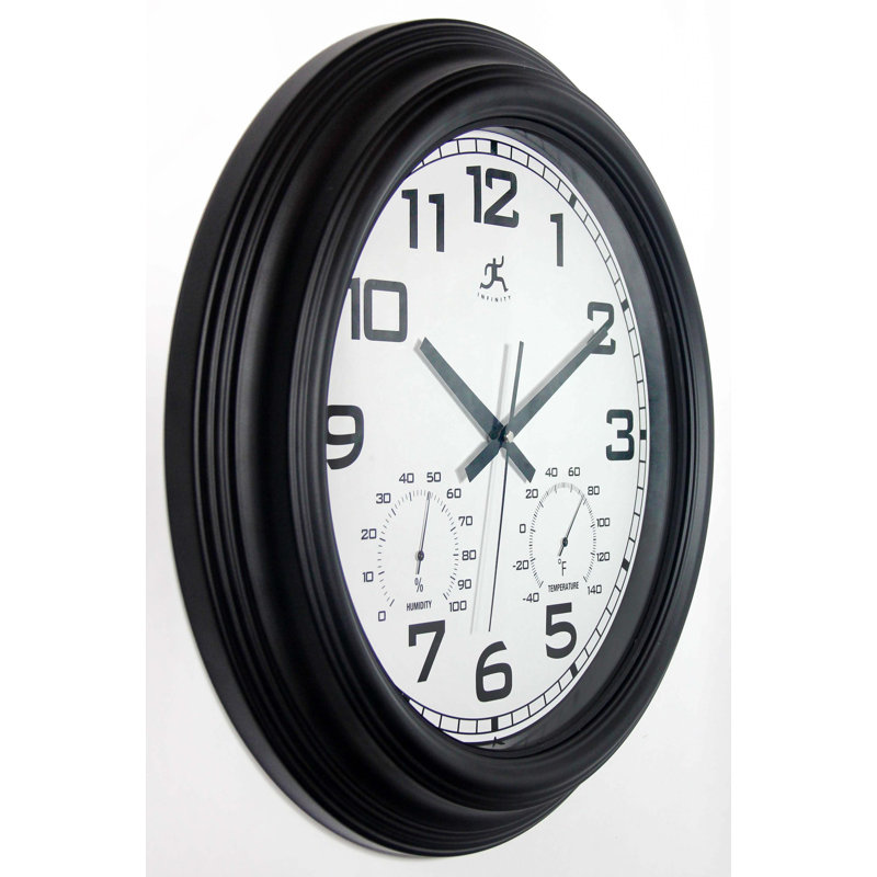 Horloge murale d'extérieur 18,5 po, Noir
