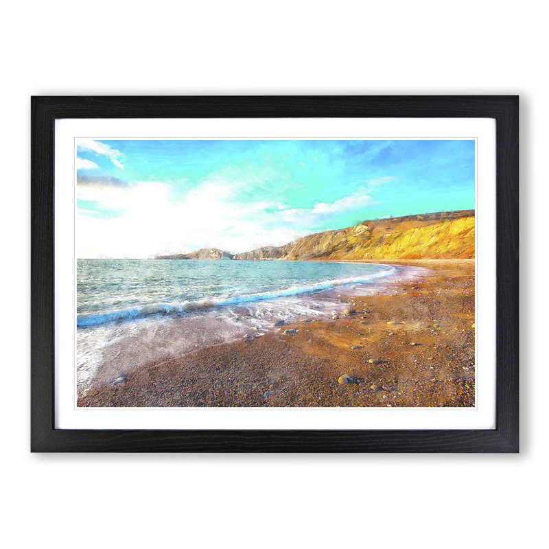 Worbarrow Bay in Dorset - Picture Frame Graphic Art, Black Framed, 27cm H x 36cm W x 2cm D