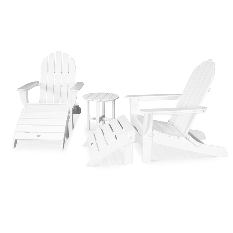 POLYWOOD Classic Oversized Adirondack 5-Piece Casual Set, White
