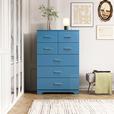 Wooden 7-Drawer Cabinet with Built-In Outlet