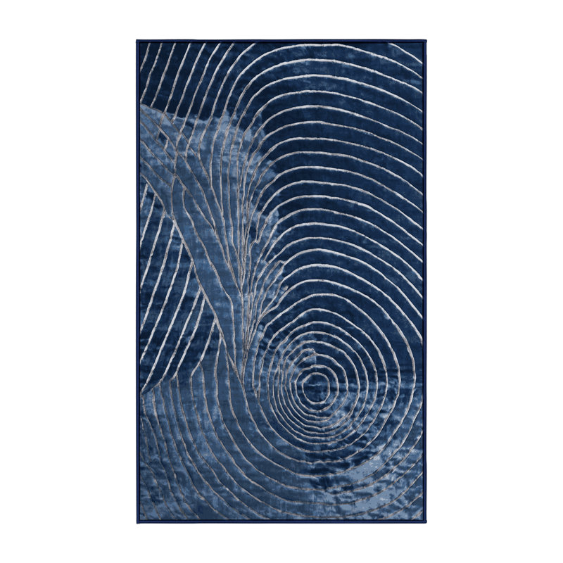 Machine Washable Blue Area Rug, Rectangle 4' x 6'