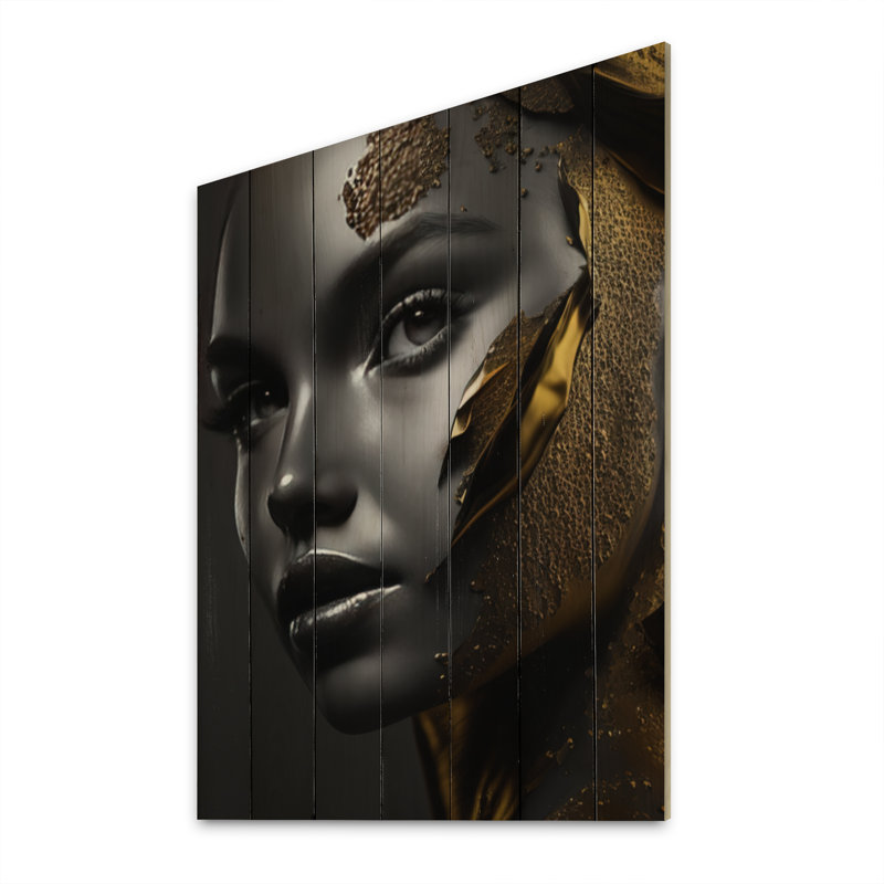 Beauté exquise en noir et or, H 40 po x l 30 po x P 0,78 po