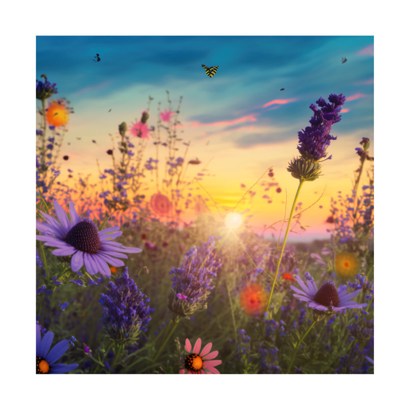 «Landscape Flowering Fields 8» sur toile, H 14 po x l 14 po x P 2 po
