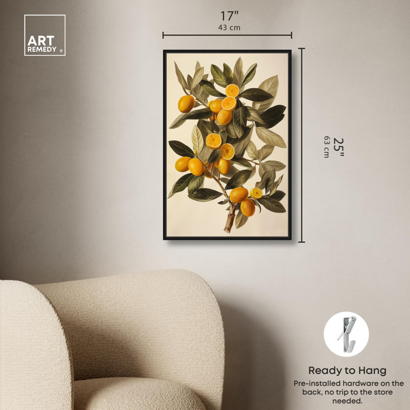 «Orange Oasis Glow» par Art Remedy, H 25 po x l 17 po, Cadre flottant noir