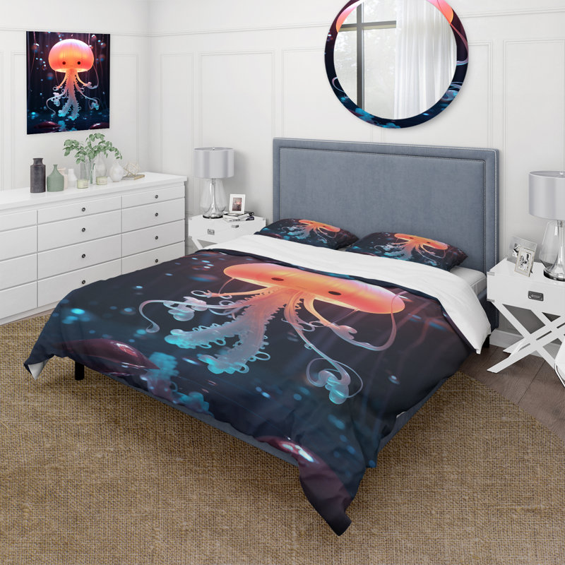 Mignon méduse pour chambre de bébé I - Ensemble de housse de couette méduse, Housse de couette pour grand lit