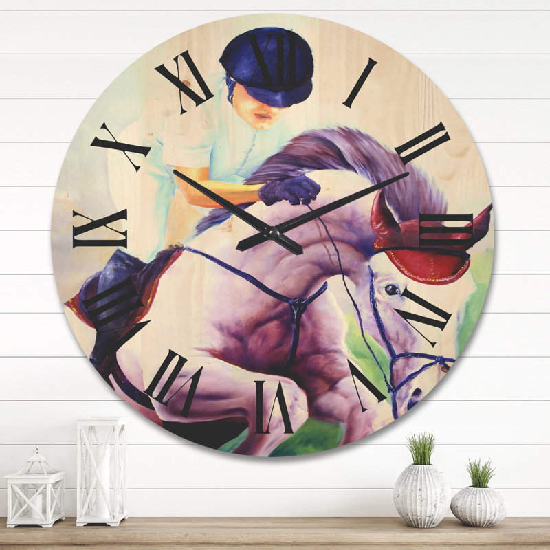 Horloge murale Jockey sur cheval au galop, Grand